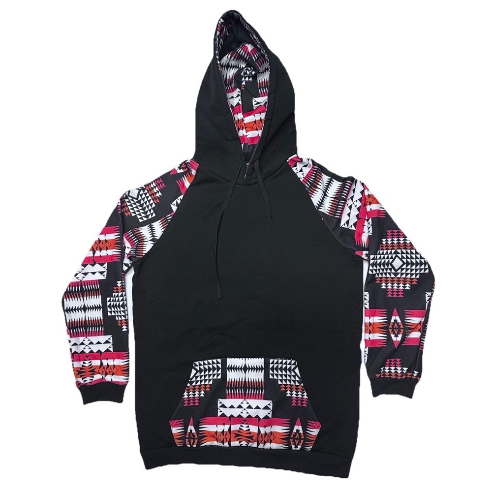 Xuan Ying Collection Hoodie Mens XXL Black Aztec Tribal Print Pullover